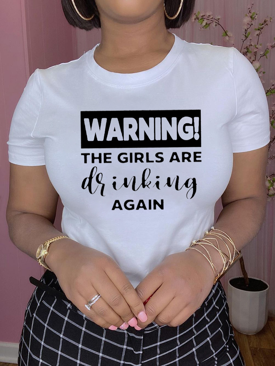 

Lovely Casual O Neck Letter Print White T-shirt