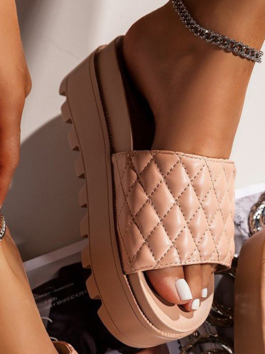 

LW Street Quilted Slide Apricot Platform Shoes