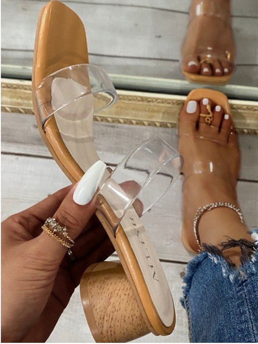 

Lovely Square-toe See-through Brown Heels
