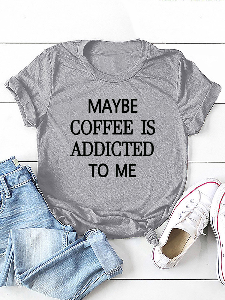 

Lovely Plus Size Casual O Neck Letter Print Grey T-shirt