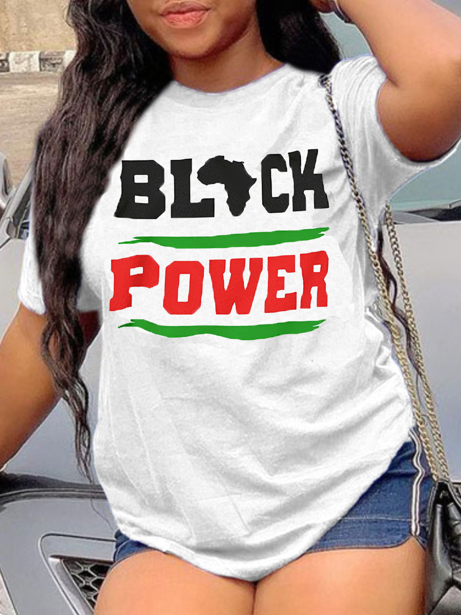 

Lovely Casual Africa Letter Print White T-shirt