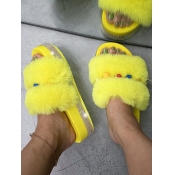 LW Casual Fluffy Yellow Platform Shoes