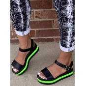 LW Casual Striped Green Platform Shoes