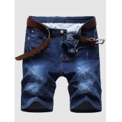 LW Men Street Mid Waist Tie-dye Deep Blue Denim Sh