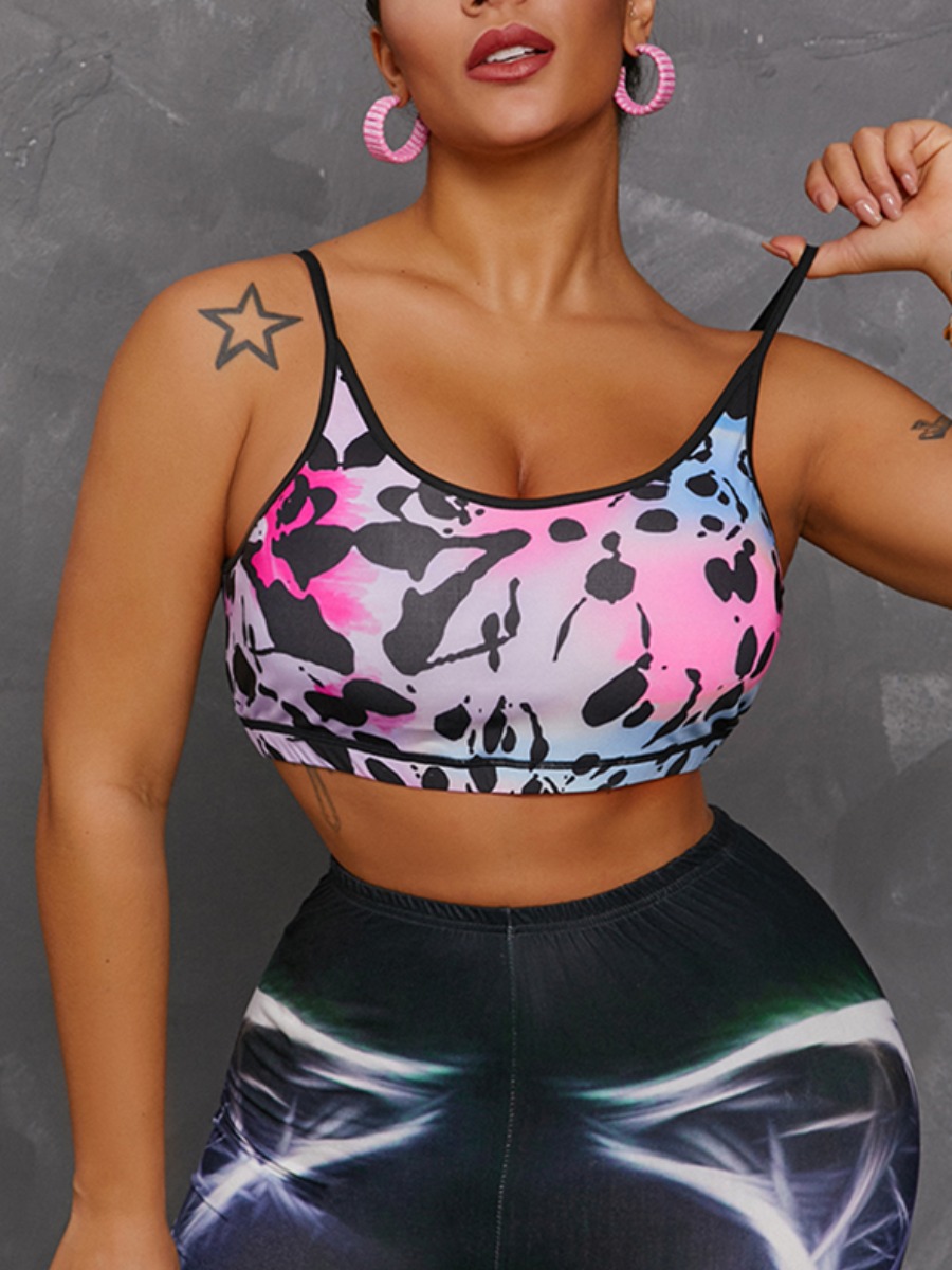 

Lovely Sporty Tie-dye Crop Top Multicolor Camisole, Multi