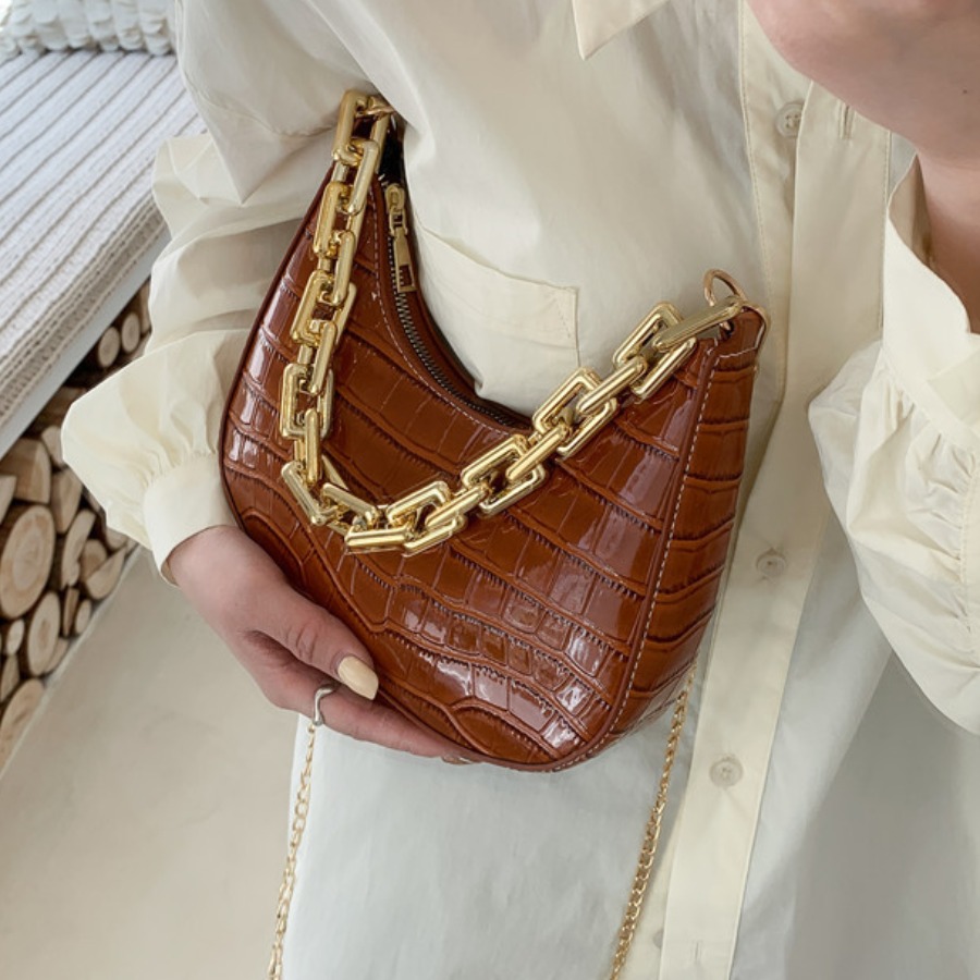 

Lovely Casual Chain Strap Brown Crossbody Bag