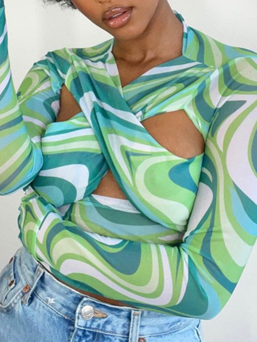 

Lovely Street Striped Hollow-out Multicolor T-shirt, Multi