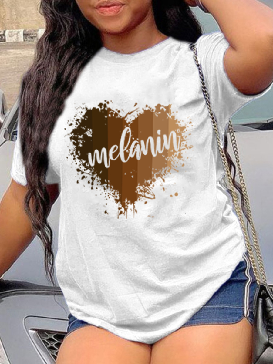 

Lovely Casual Heart-shaped Letter Print White T-shirt