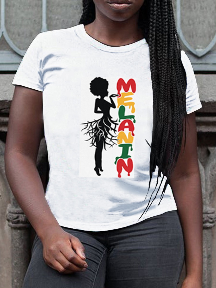 

Lovely Casual Figure Letter Print White T-shirt