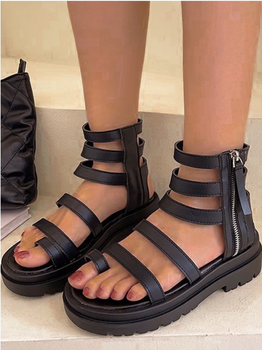 

Lovely Casual Zipper Design Black Platform Shoes