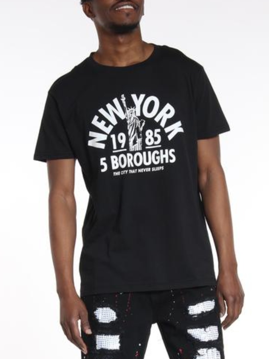 

Lovely Men Casual O Neck Letter Print Black T-shirt