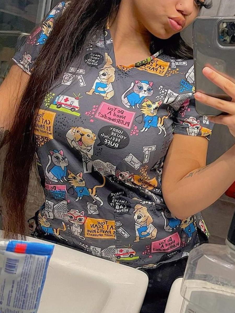 

LW Casual Cartoon Letter Print Deep Grey T-shirt, Dark grey