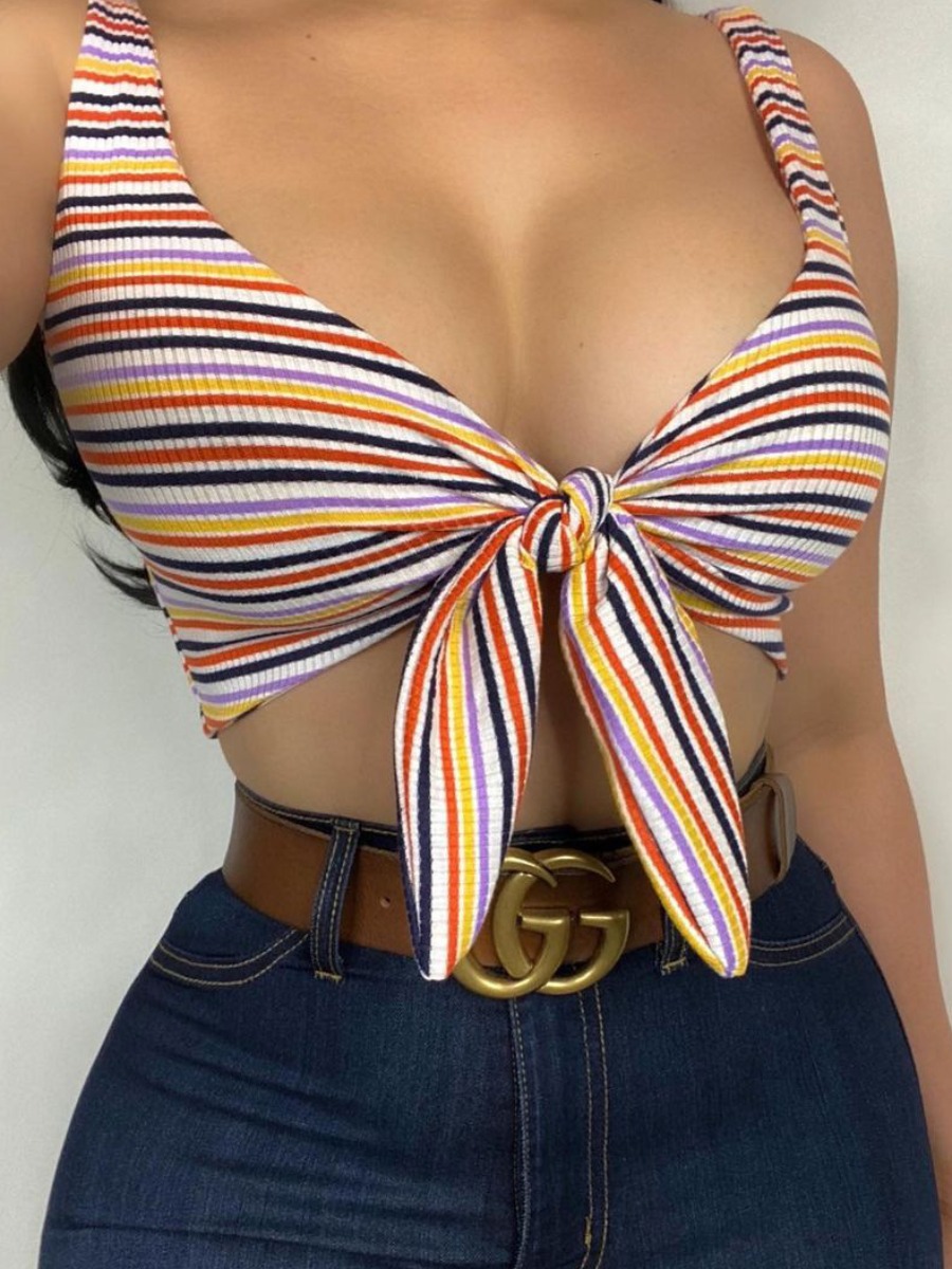 

Lovely Sexy Striped Bandage Design Red Camisole