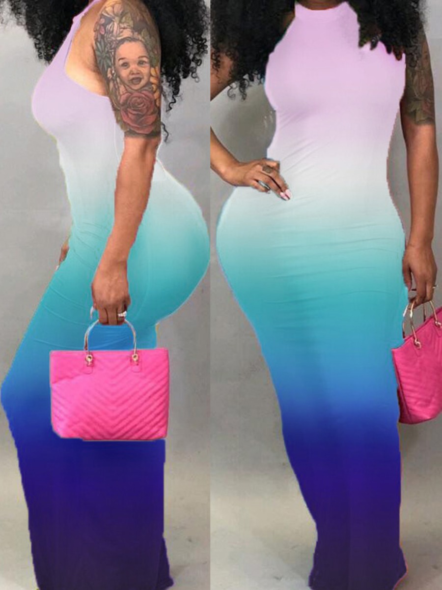 

LW Round Neck Gradient Bodycon Dress, Multi