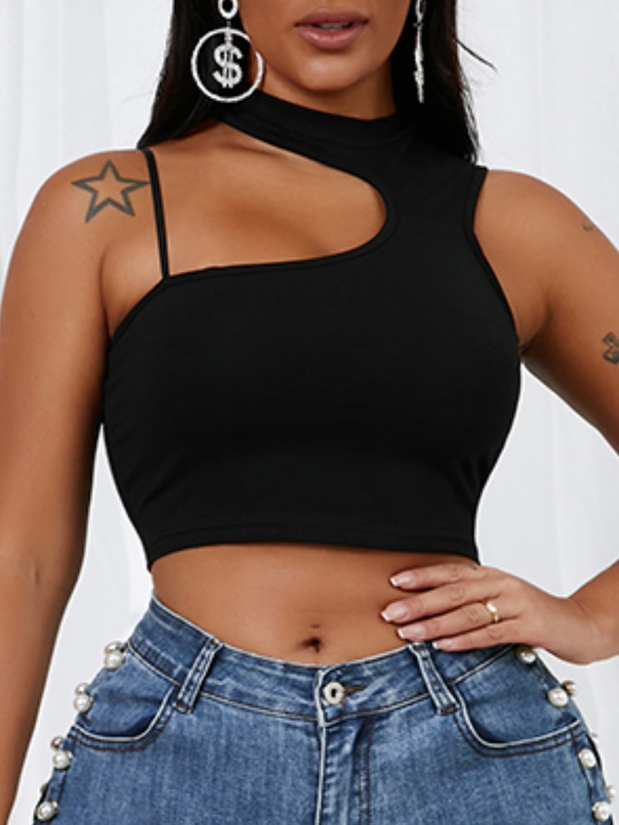 Lovely Sexy O Neck Hollow-out Black Camisole