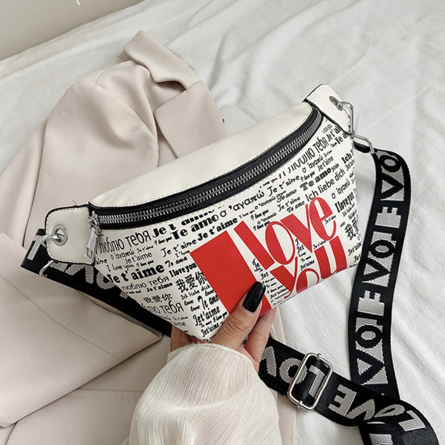 

LW Casual Letter Print White Bum Bag