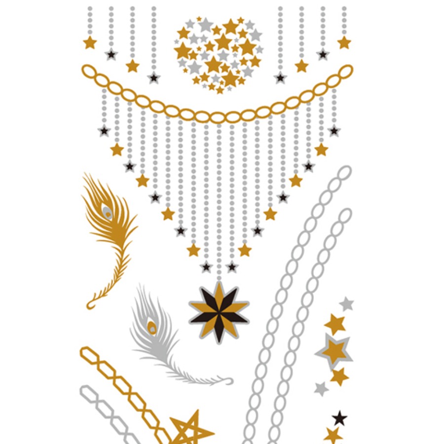 

LW Casual Star Chain Decoration Brown Body Tattoo