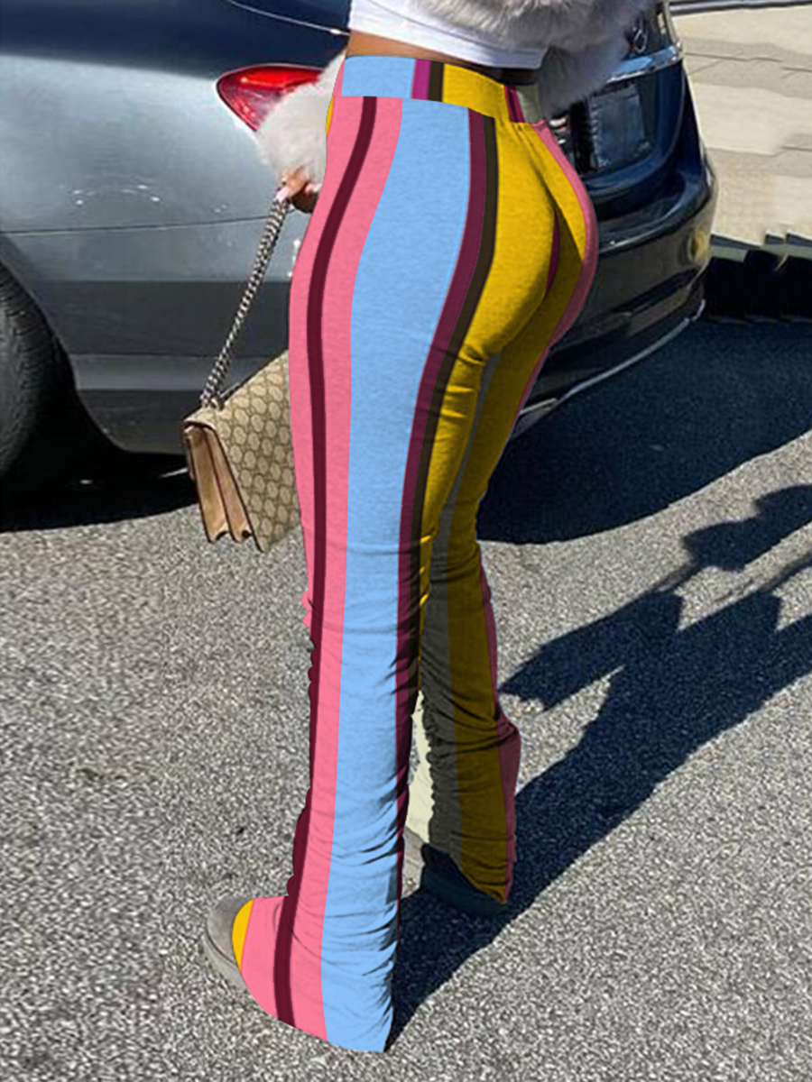 

Lovely Casual Striped Fold Design Multicolor Pants, Multicolor mstn