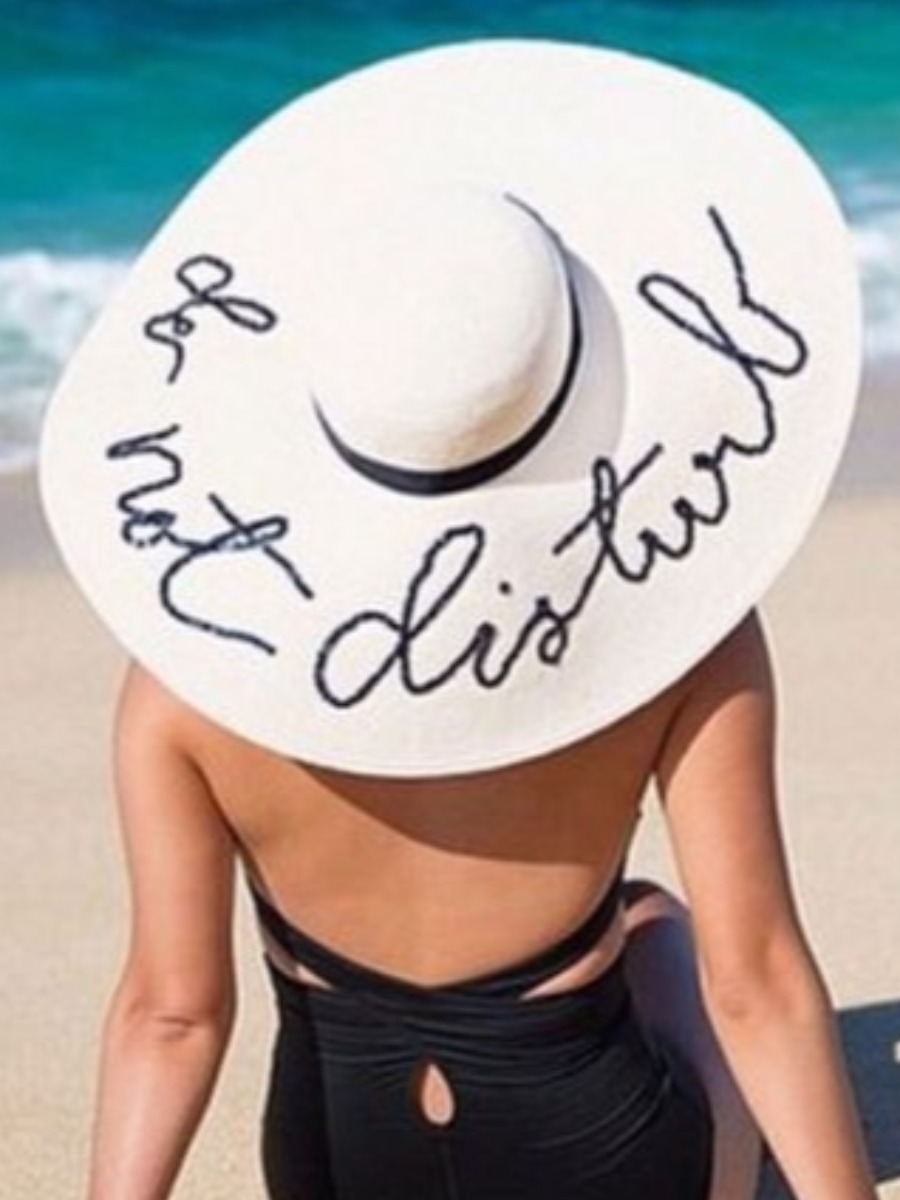 

LW Boho Letter Straw White Hat (Diameter 48 CM)