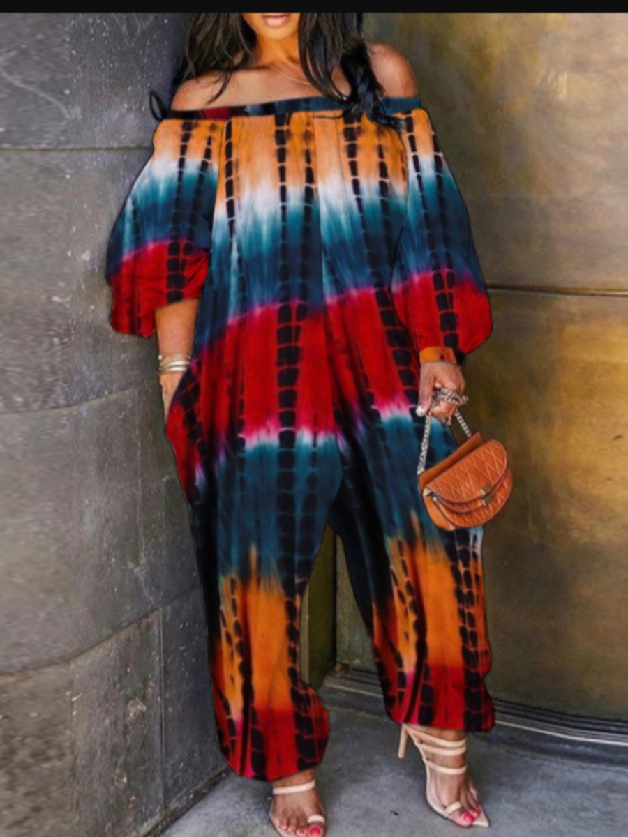 

Lovely Street Off The Shoulder Tie-dye Red One-piece Jumpsuit