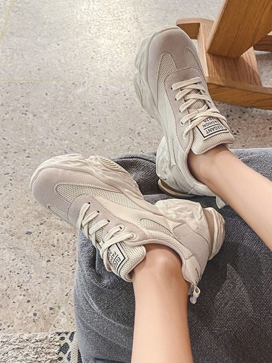 

Lovely Sporty Chunky Sole Beige Sneakers