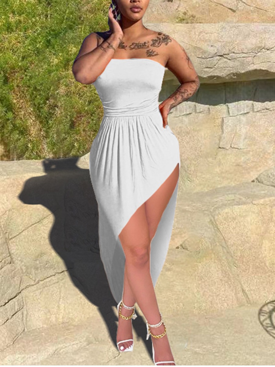

Lovely Sexy Off The Shoulder White Ankle Length Asymmetrical Dress