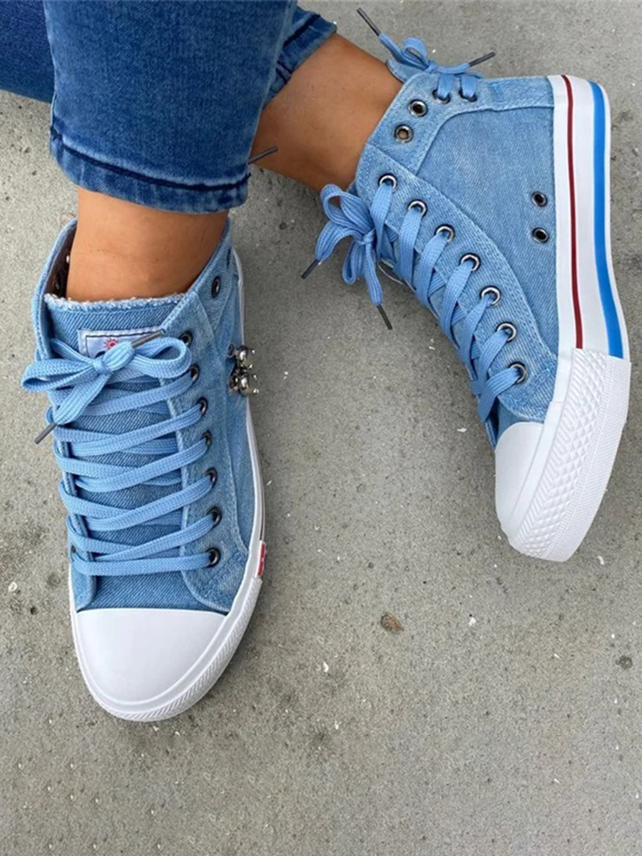 

Lovely Casual Lace-up Blue Flats