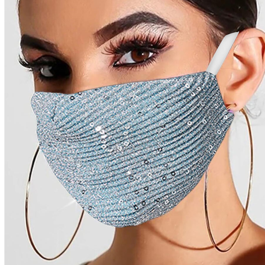 

Lovely Casual Sequined Blue Face Mask