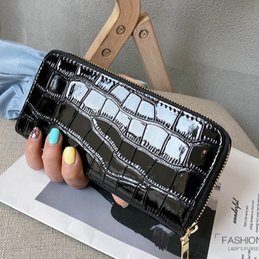 

LW Casual Crocodile Pattern Black Clutch Bag