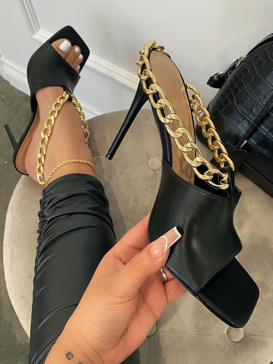 

LW SXY Chain Decoration Black Heels