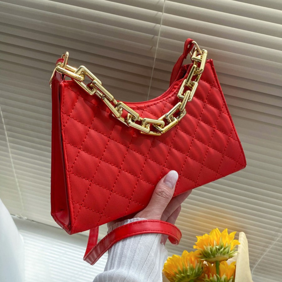 

LW Faux Leather Chain Strap Crossbody Bag, Red