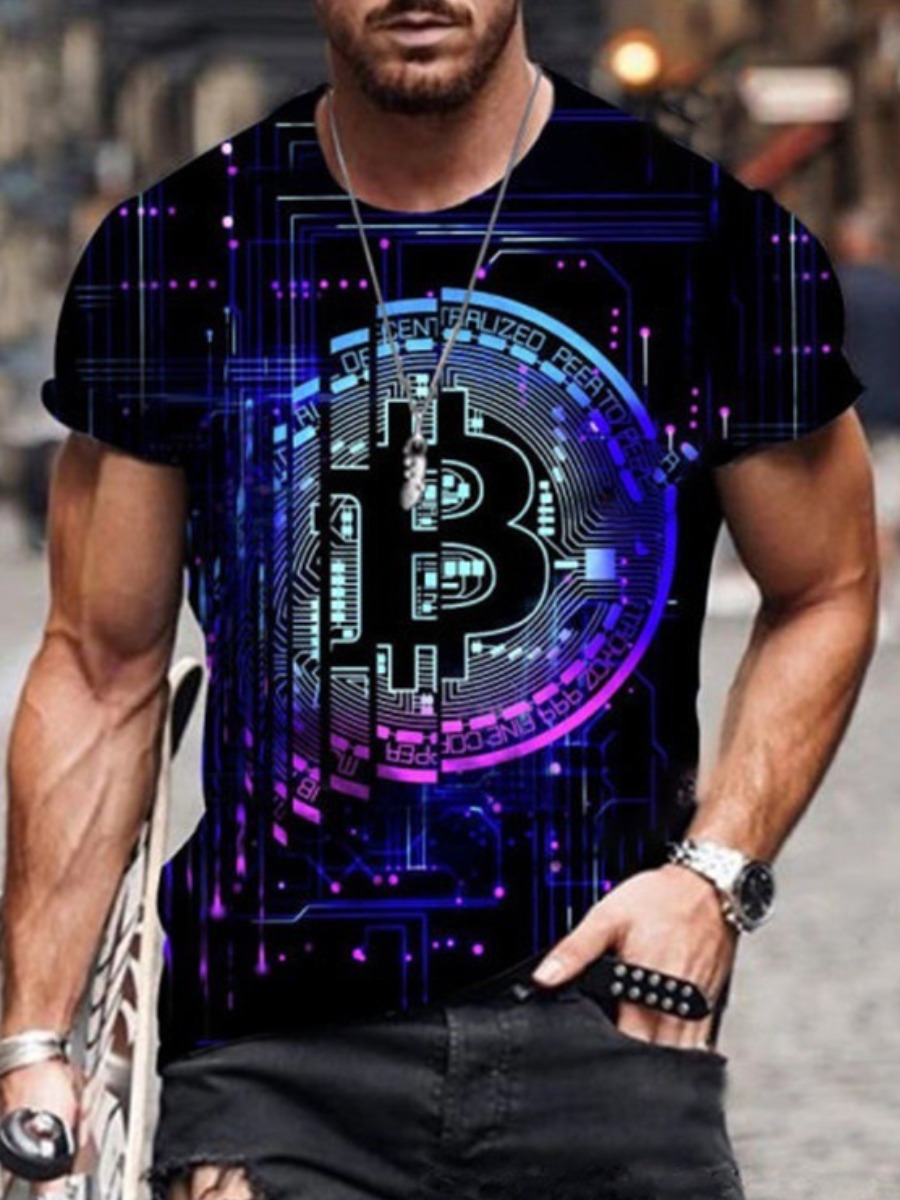 

Lovely Men Street Gradient Letter Print Black T-shirt