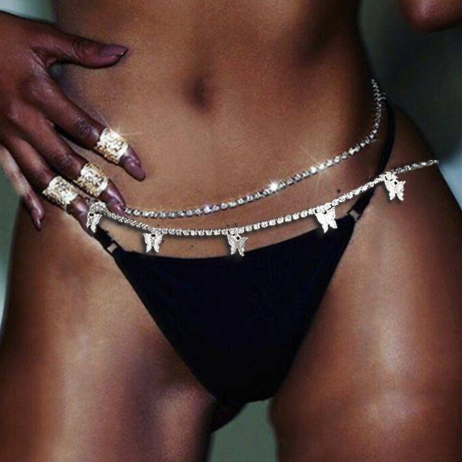

Lovely Sexy Butterfly Decoration Silver Body Chain