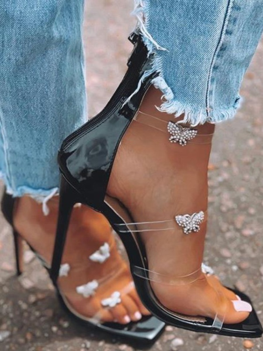 

Lovely Sexy Butterfly Decoration Black Pumps