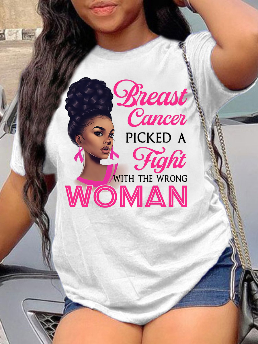 

LW Plus Size Casual Figure Letter Print White T-shirt