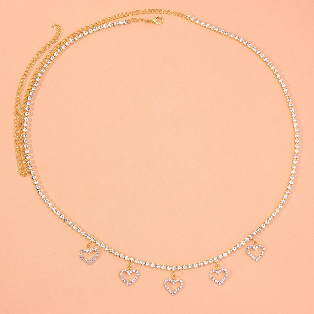 

LW Casual Heart-shaped Decoration Gold Waist Chain