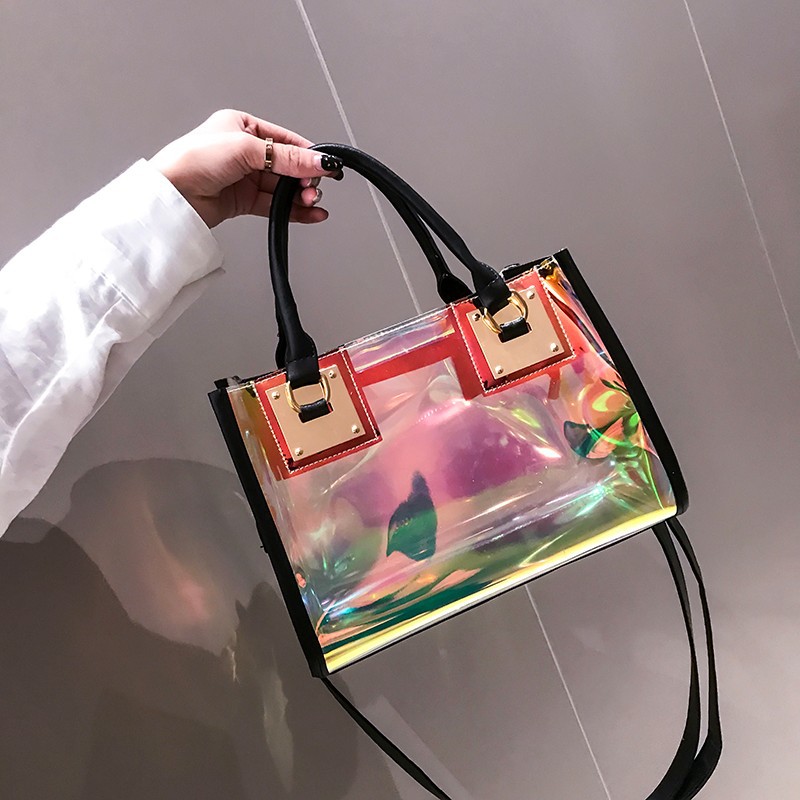 

Lovely Casual Patchwork Black Messenger Bag