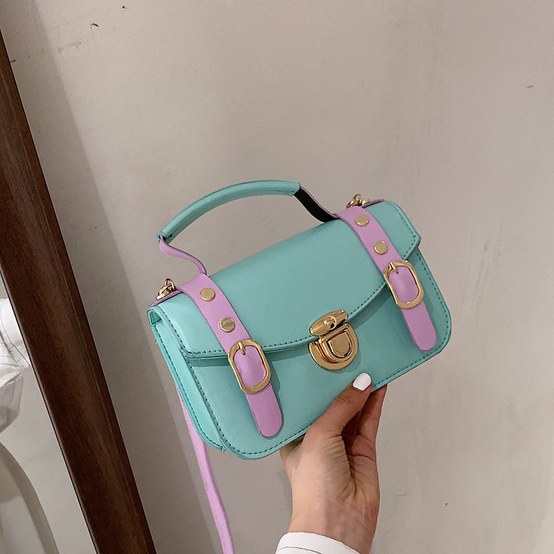 

LW Casual Metal Accessories Decoration Blue Messenger Bag