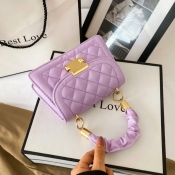 LW Casual Quilted Slide Purple Clutch Bag