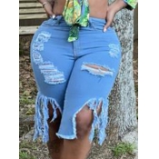 LW Plus Size Street Mid Waist Ripped Blue Denim Sh