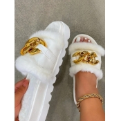 LW Casual Fluffy Chain Decoration White Platform S