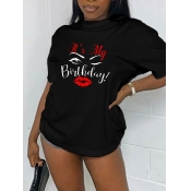 LW Lip Letter Print T-shirt