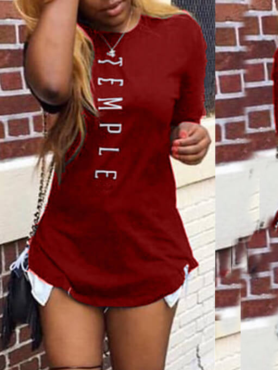 

LW Temple Letter Print T-shirt, Red