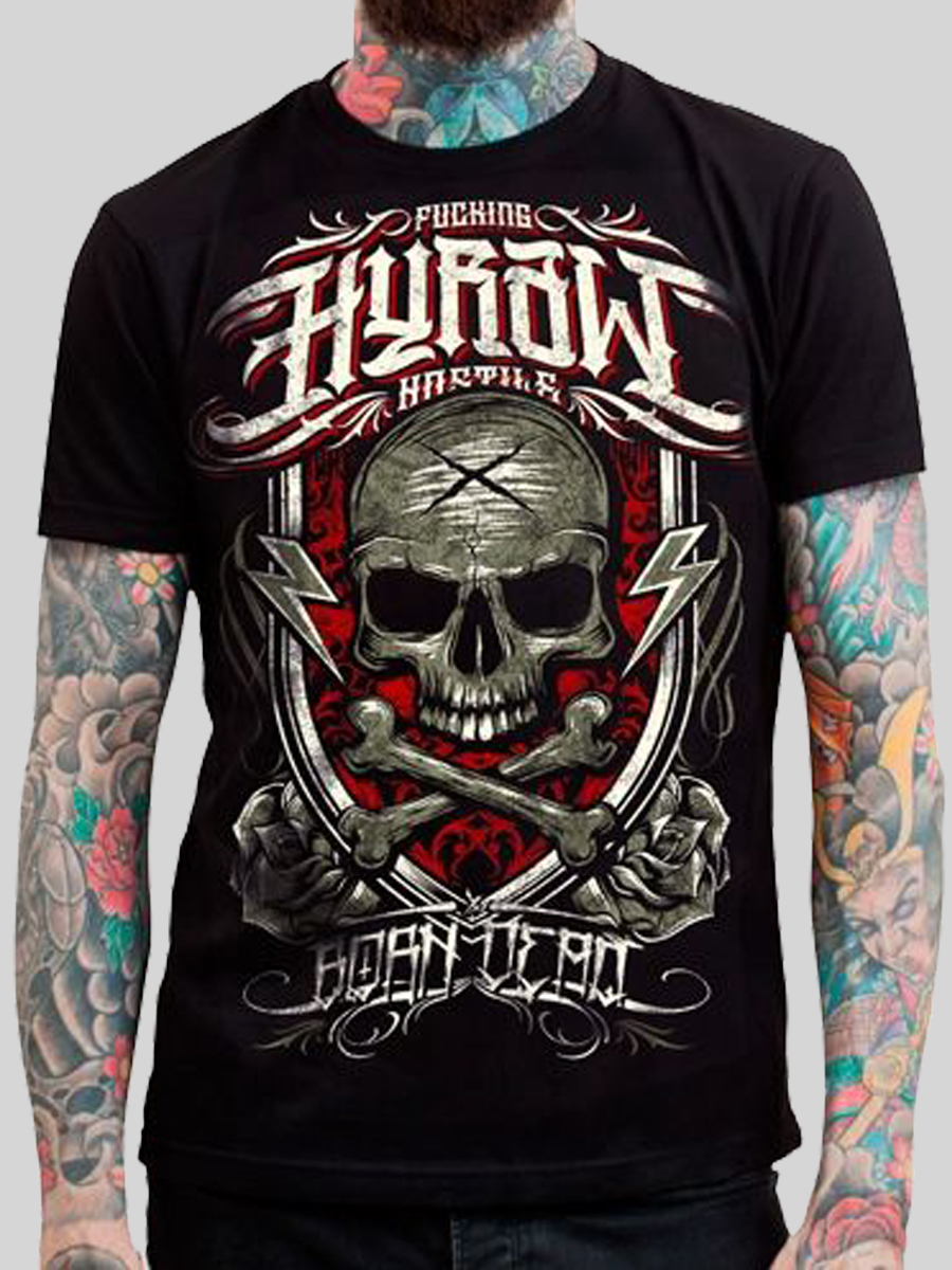 

Lovely Men Street Skull Head Letter Print Black T-shirt