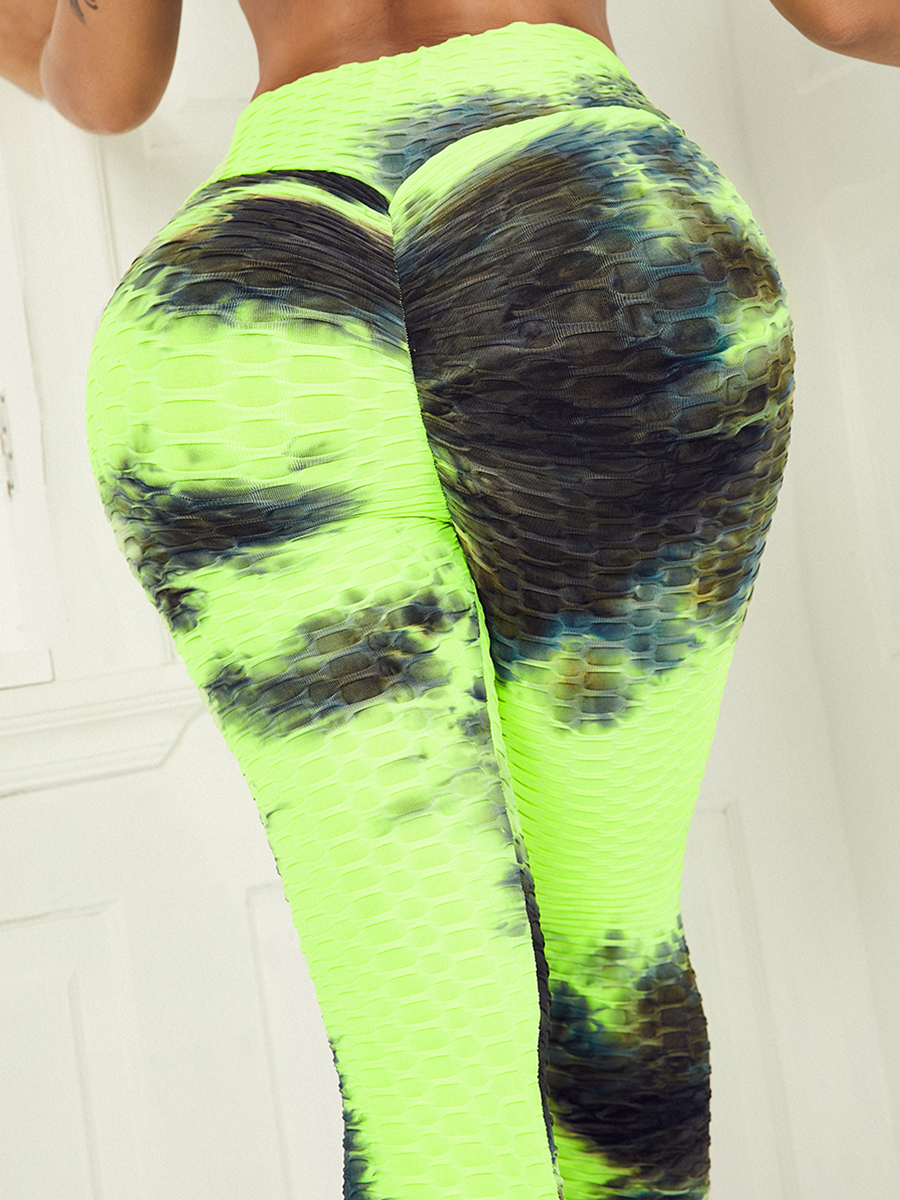 

Lovely Sporty Tie-dye Skinny Green Active TikTok Leggings
