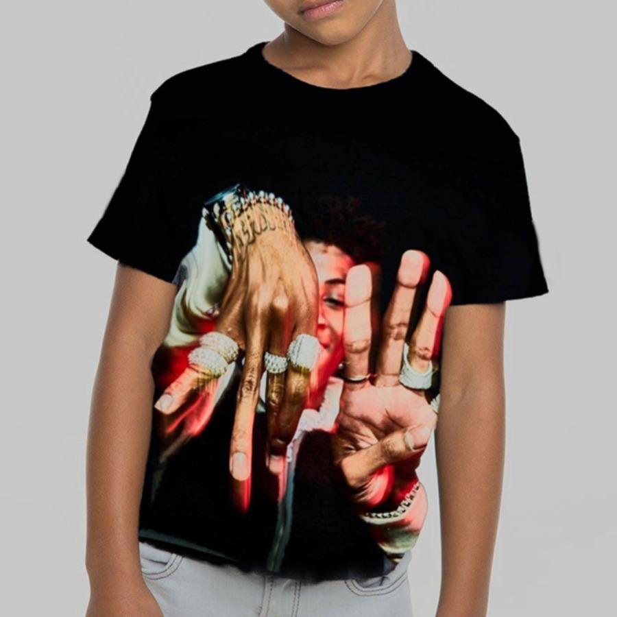 

LW Boy Street O Neck Graffiti Print Black T-shirt