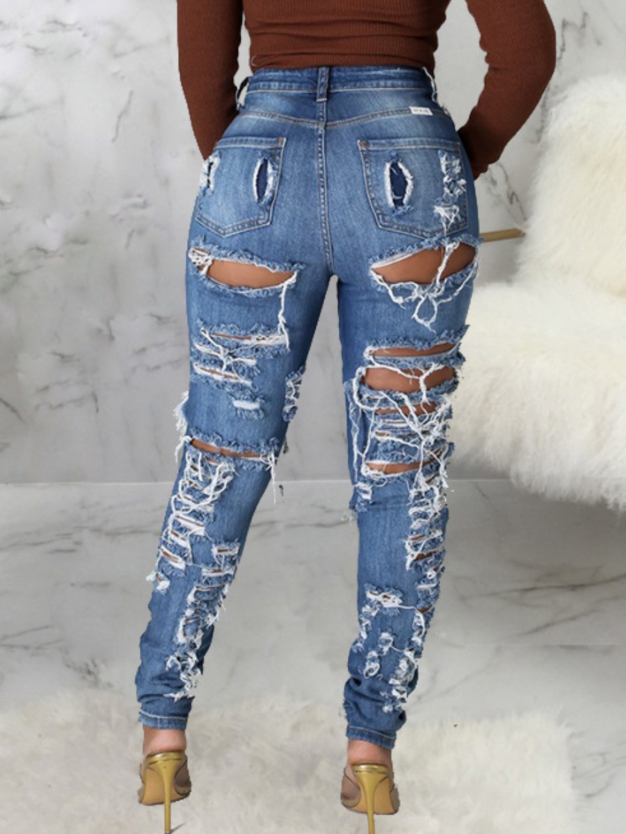 

LW Street High-waisted Ripped Blue Jeans