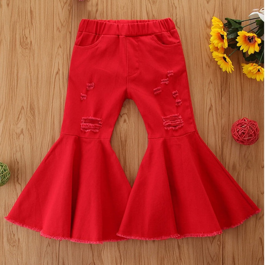 

Lovely Girl Stylish Flared Red Jeans