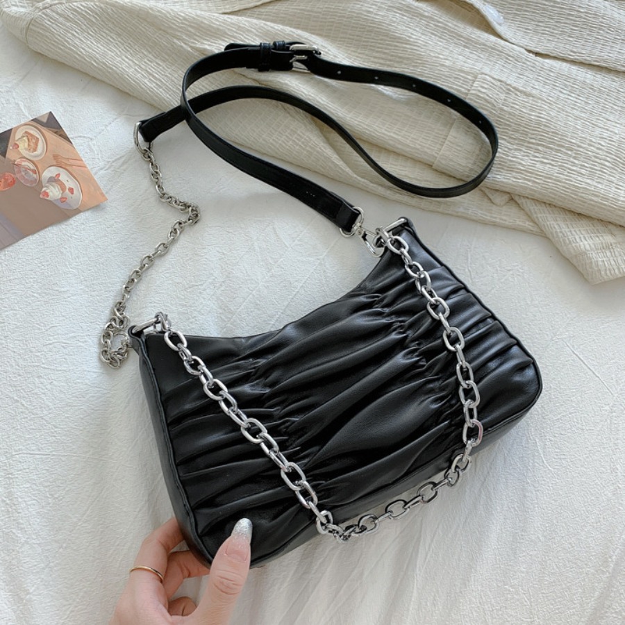 

Lovely Casual Fold Design Black Crossbody Bag