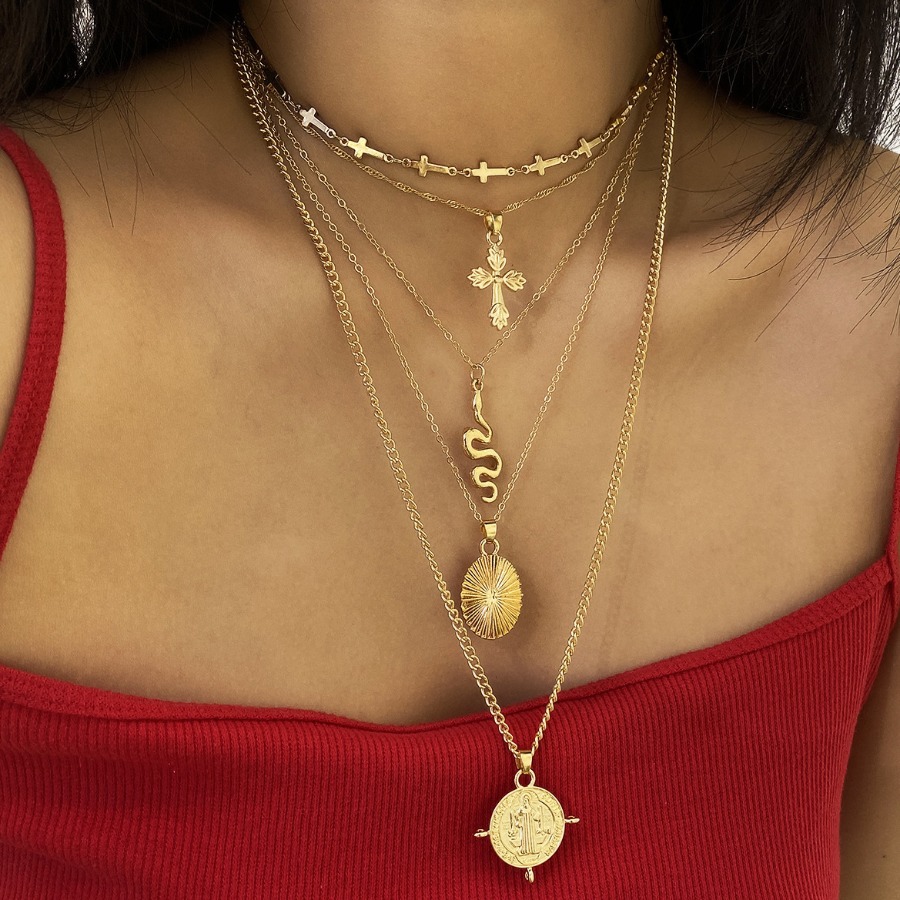 

Lovely Casual Coin Chain Decoration Multilayer Necklace, Gold